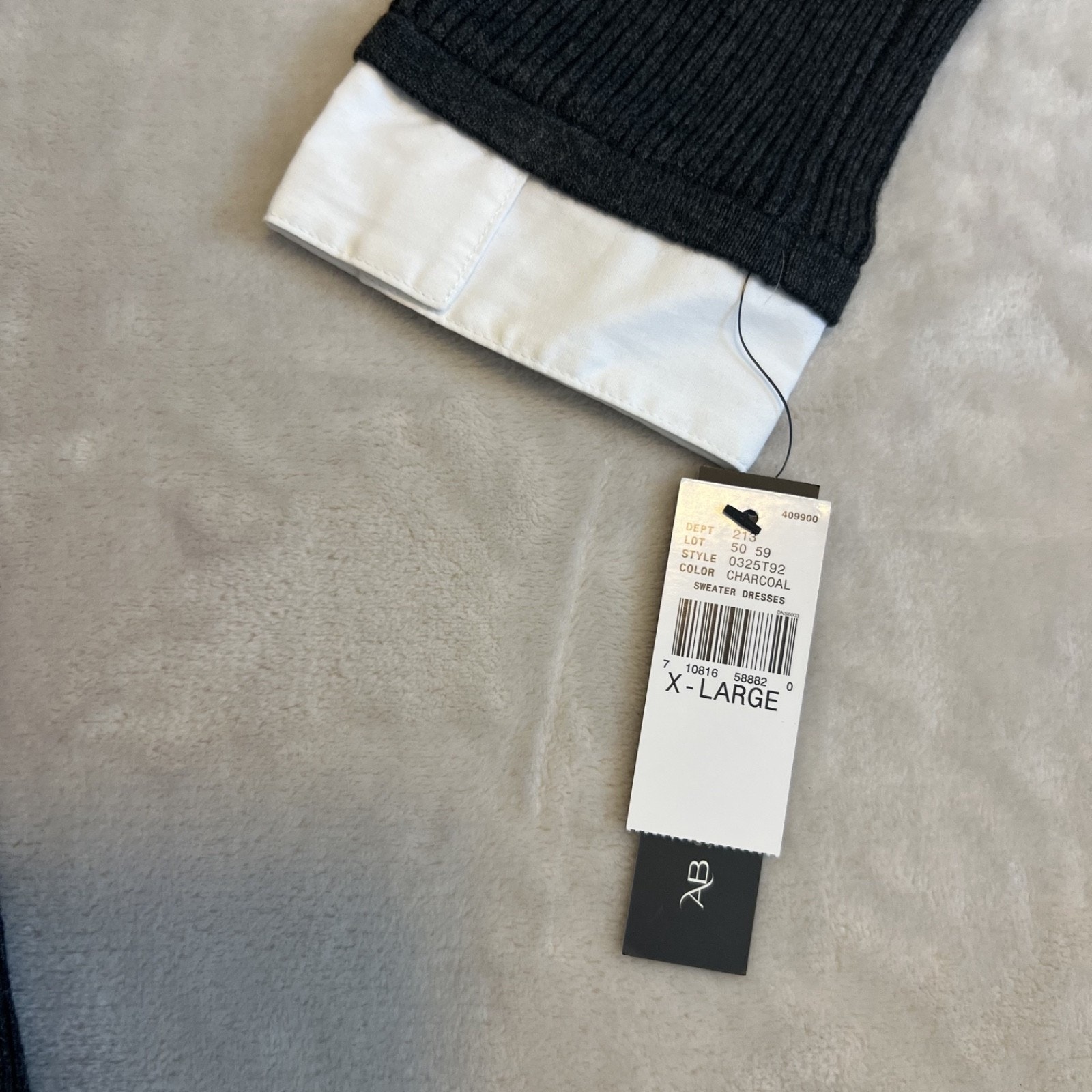 Layered V-Neck Sweater Dress Womens Xl Grey Fitted Ribbed Preppy Old Money Chic — image 8 of 8